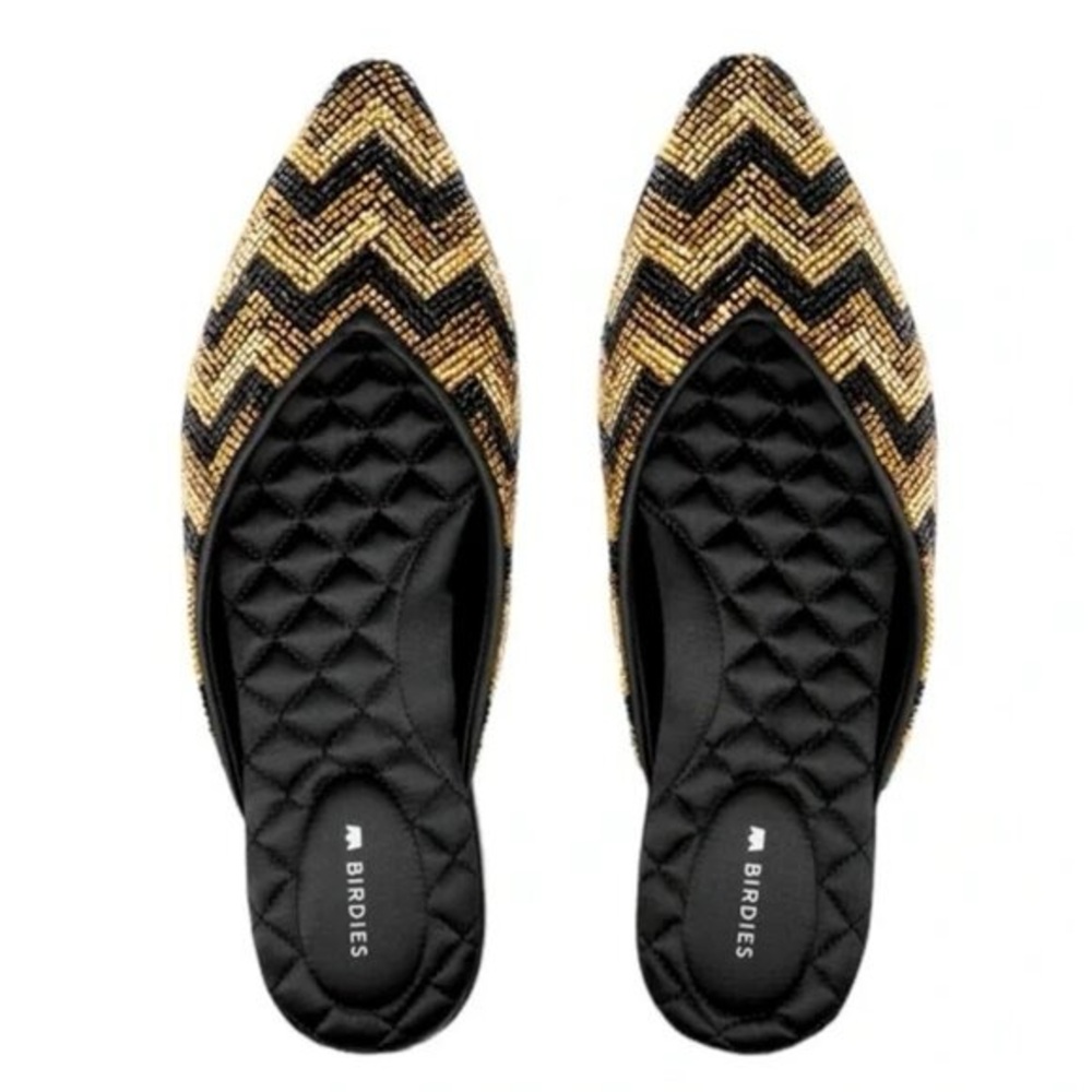 BIRDIES The Swan beaded gold/black Size 8.5